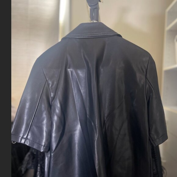 J Society- Faux Leather Biker Jacket With Short Sleeves. - Picture 3 of 4
